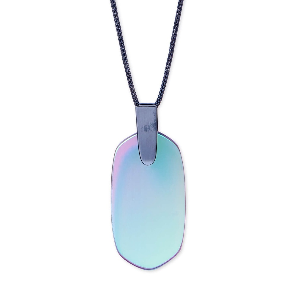 Inez Navy Gunmetal Long Pendant Necklace In Indigo